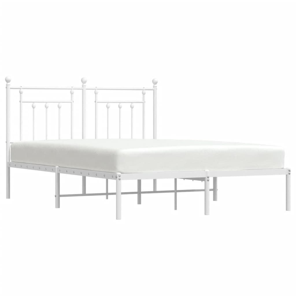 Sengeramme i metall med hodegavl hvit 140x190 cm