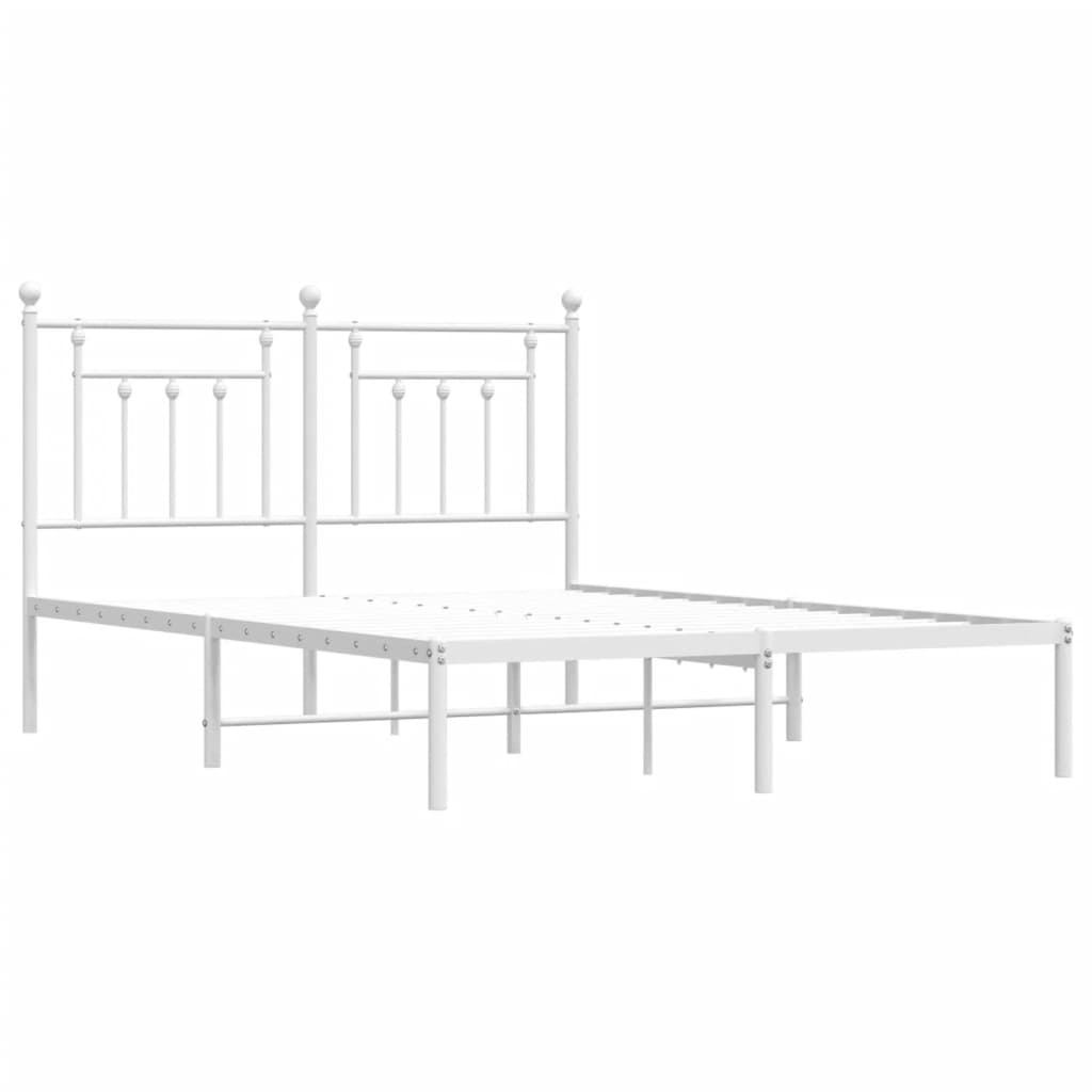 Sengeramme i metall med hodegavl hvit 140x190 cm