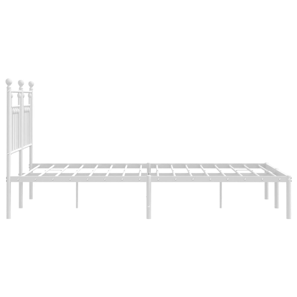 Sengeramme i metall med hodegavl hvit 140x190 cm