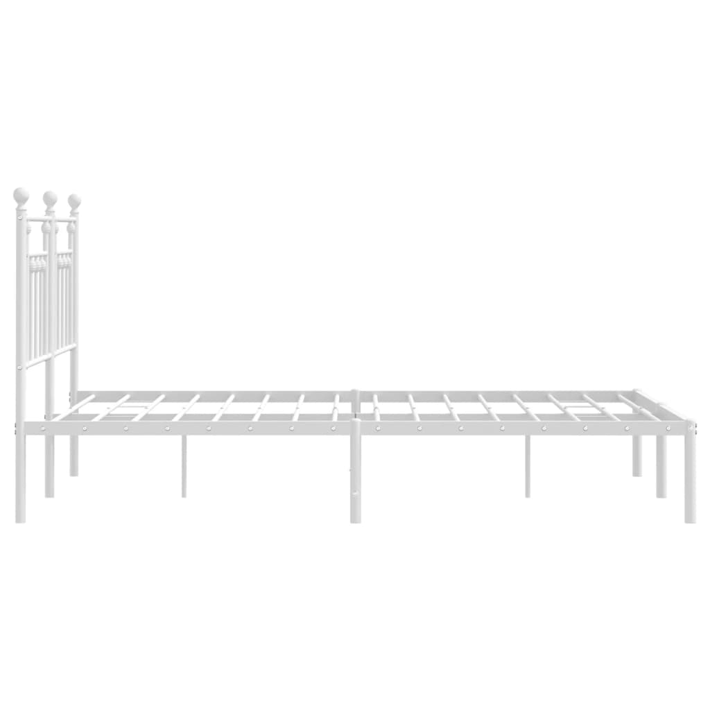 Sengeramme i metall med sengegavl hvit 150x200 cm