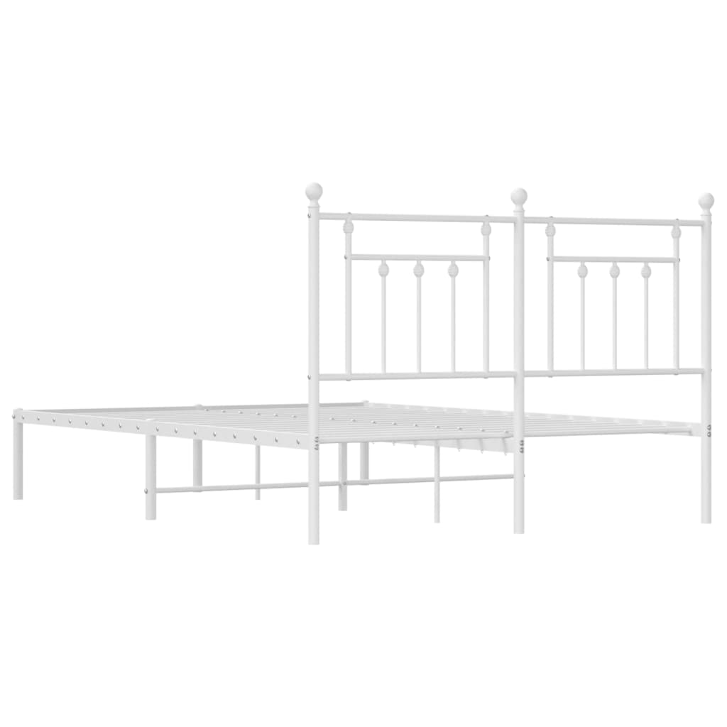 Sengeramme i metall med sengegavl hvit 150x200 cm