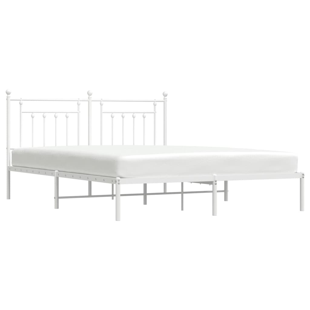 Sengeramme i metall med sengegavl hvit 160x200 cm