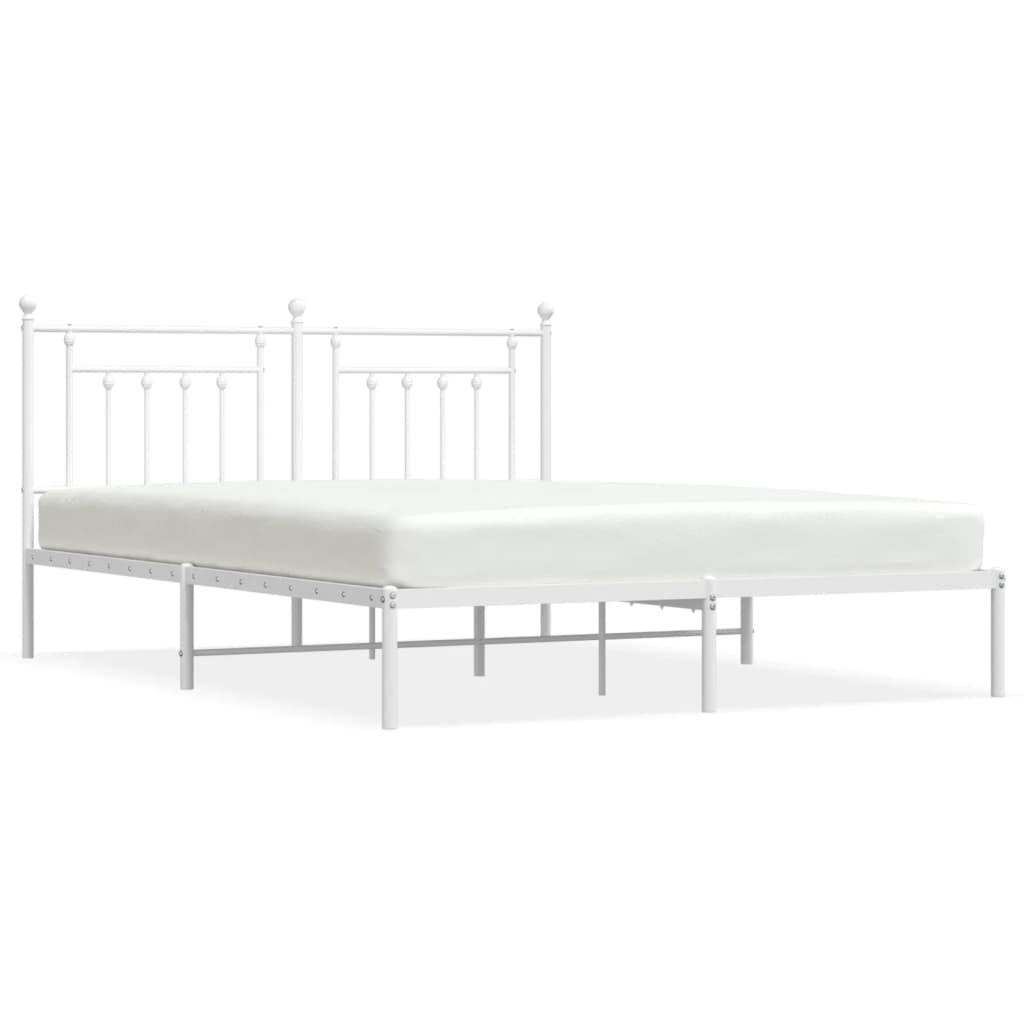 Sengeramme i metall med sengegavl hvit 180x200 cm