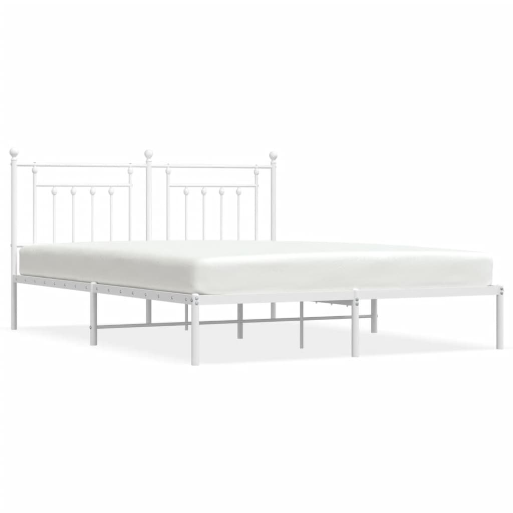Sengeramme i metall med hodegavl hvit 183x213 cm
