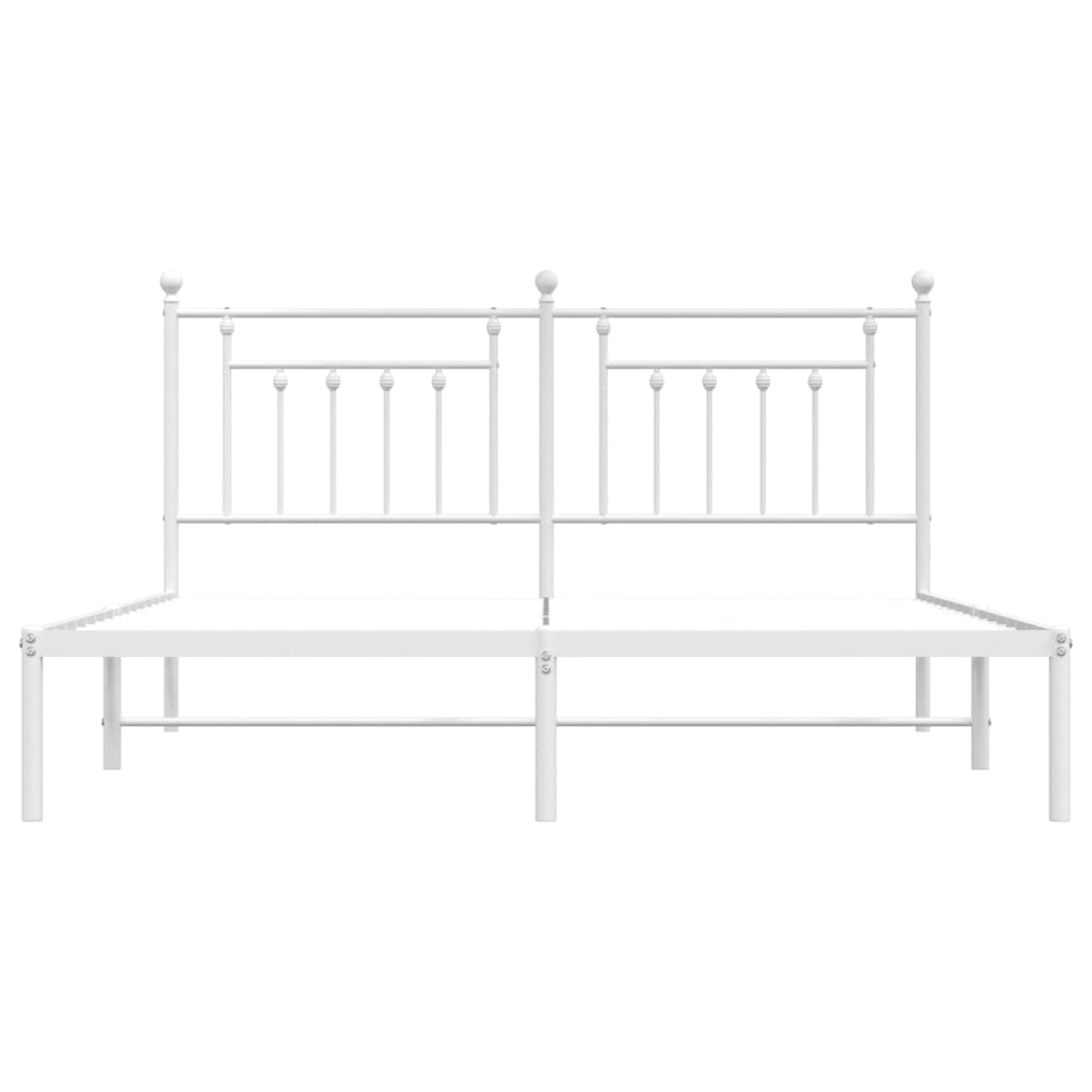 Sengeramme i metall med hodegavl hvit 183x213 cm