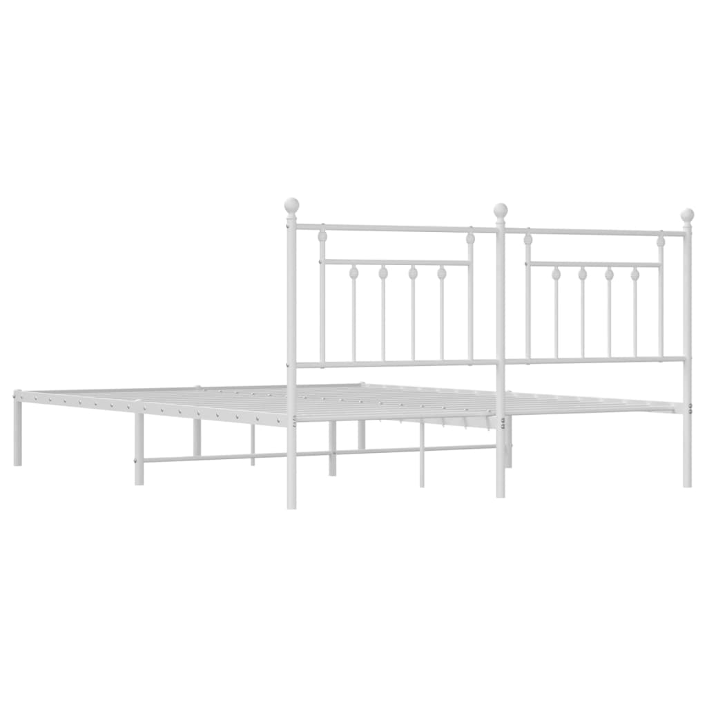 Sengeramme i metall med hodegavl hvit 183x213 cm