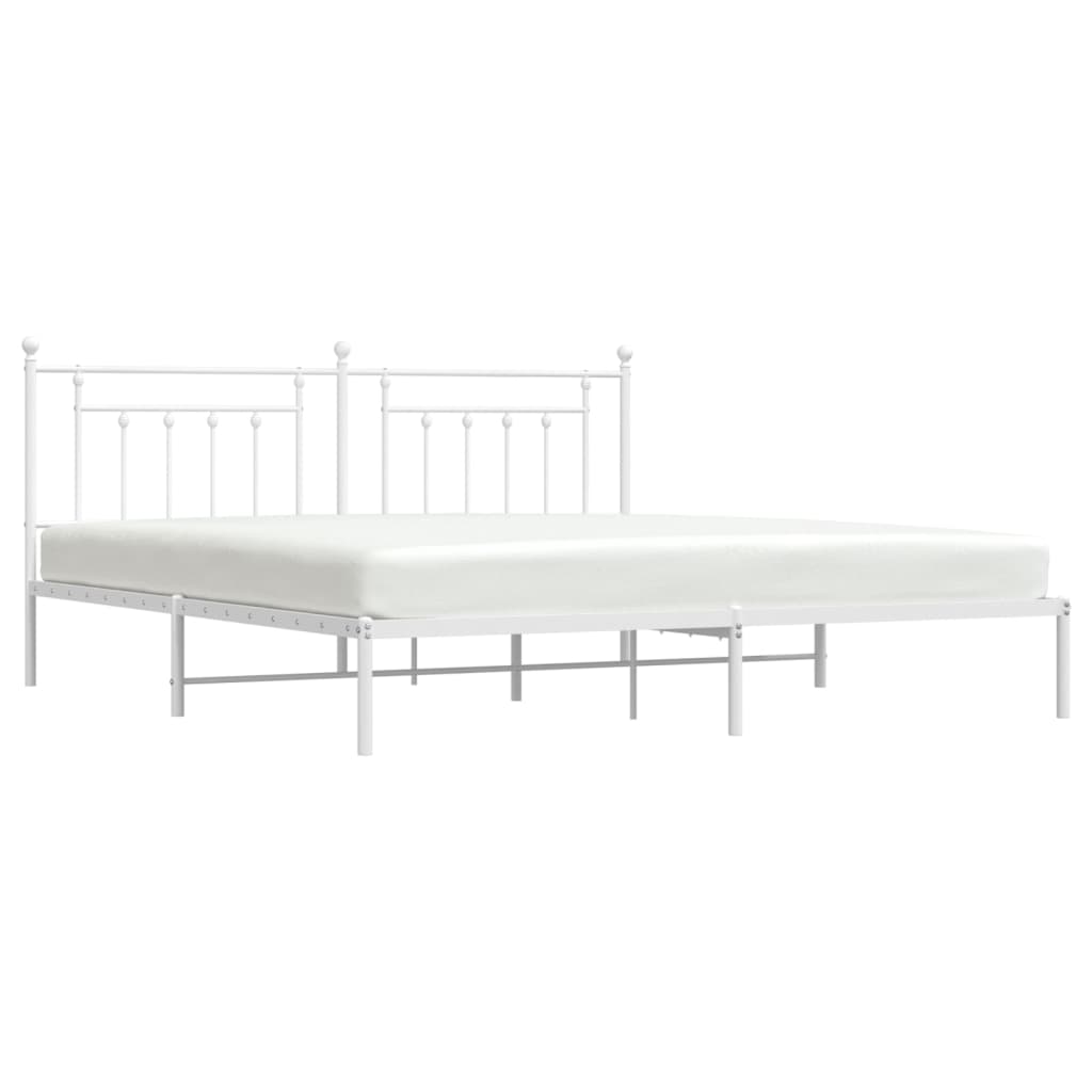 Sengeramme i metall med hodegavl hvit 193x203 cm