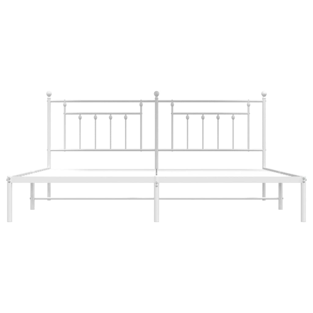 Sengeramme i metall med hodegavl hvit 193x203 cm