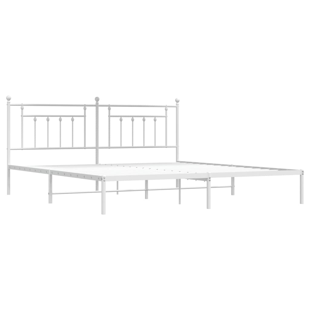 Sengeramme i metall med sengegavl hvit 200x200 cm