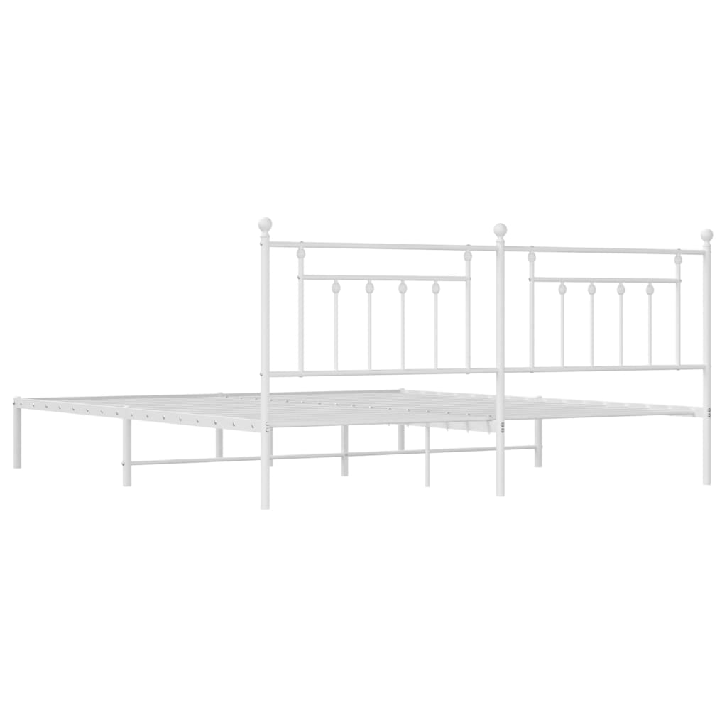 Sengeramme i metall med sengegavl hvit 200x200 cm