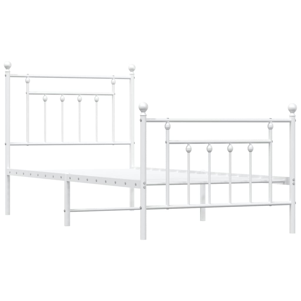 Sengeramme i metall med hode- og fotgavl hvit 90x190 cm