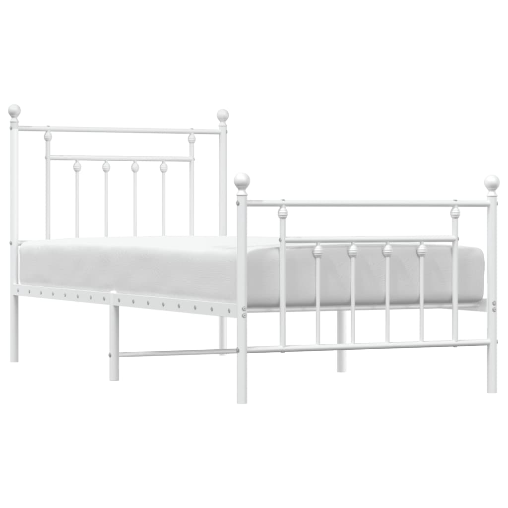 Sengeramme i metall med hode- og fotgavl hvit 90x200 cm