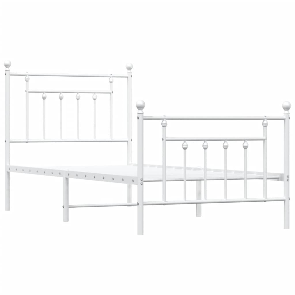 Sengeramme i metall med hode- og fotgavl hvit 90x200 cm