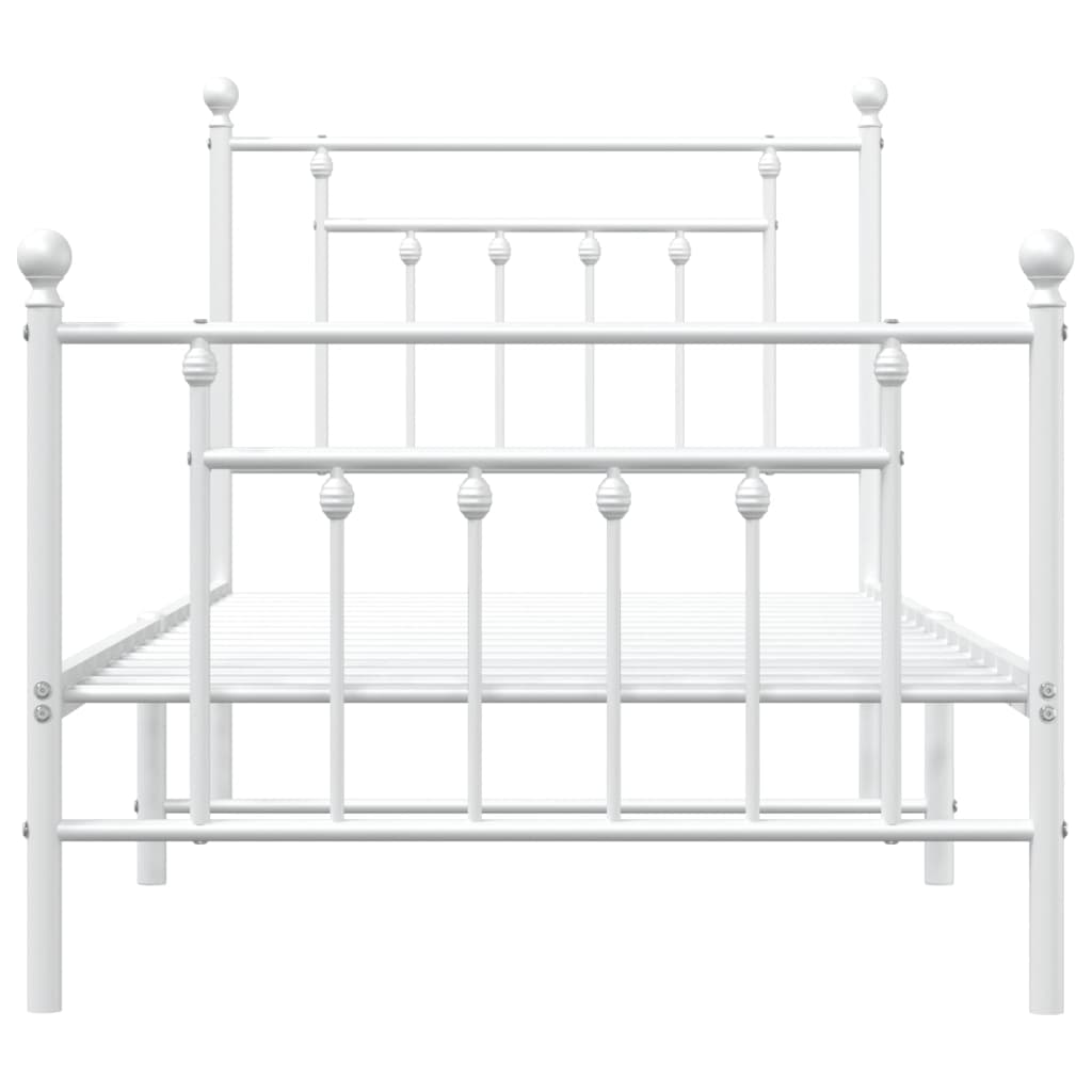 Sengeramme i metall med hode- og fotgavl hvit 90x200 cm