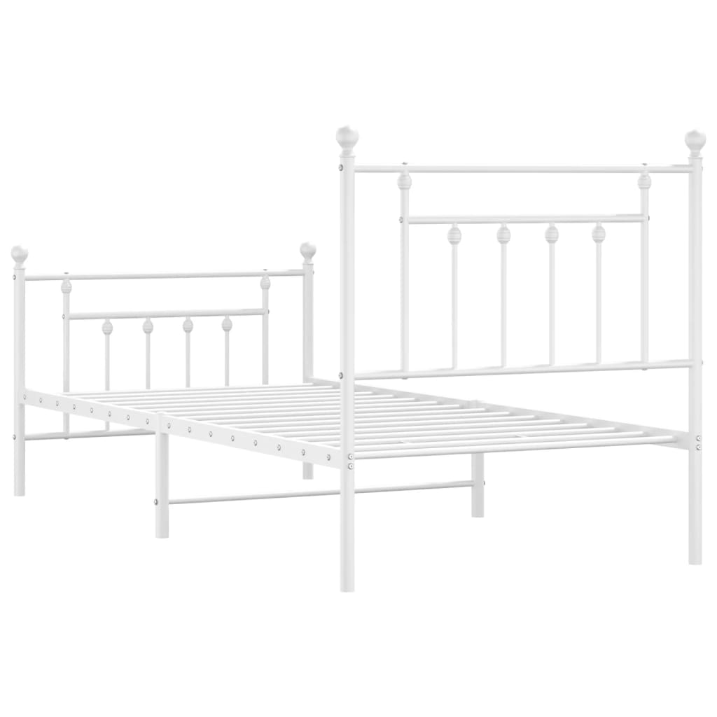Sengeramme i metall med hode- og fotgavl hvit 90x200 cm