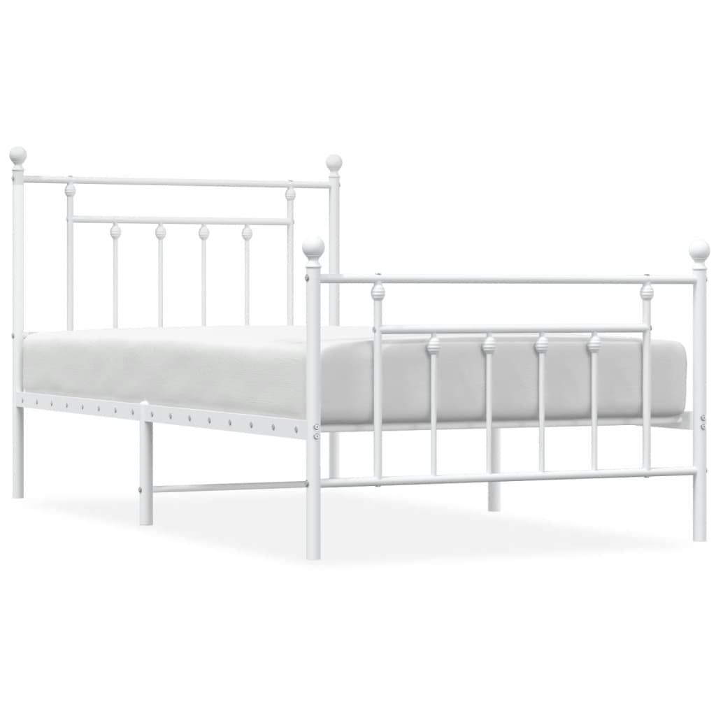 Sengeramme i metall med hode- og fotgavl hvit 100x190 cm