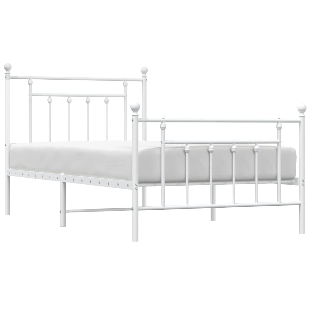 Sengeramme i metall med hode- og fotgavl hvit 100x190 cm