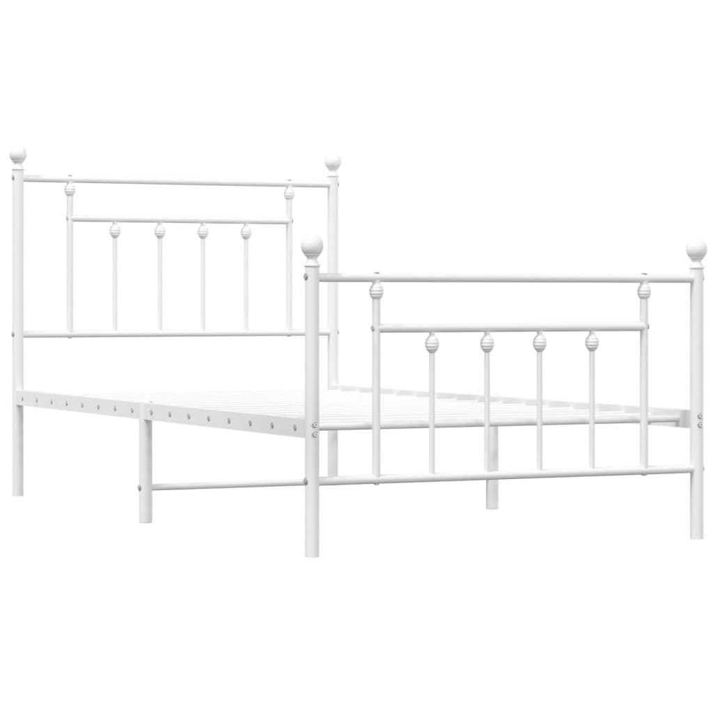 Sengeramme i metall med hode- og fotgavl hvit 100x190 cm
