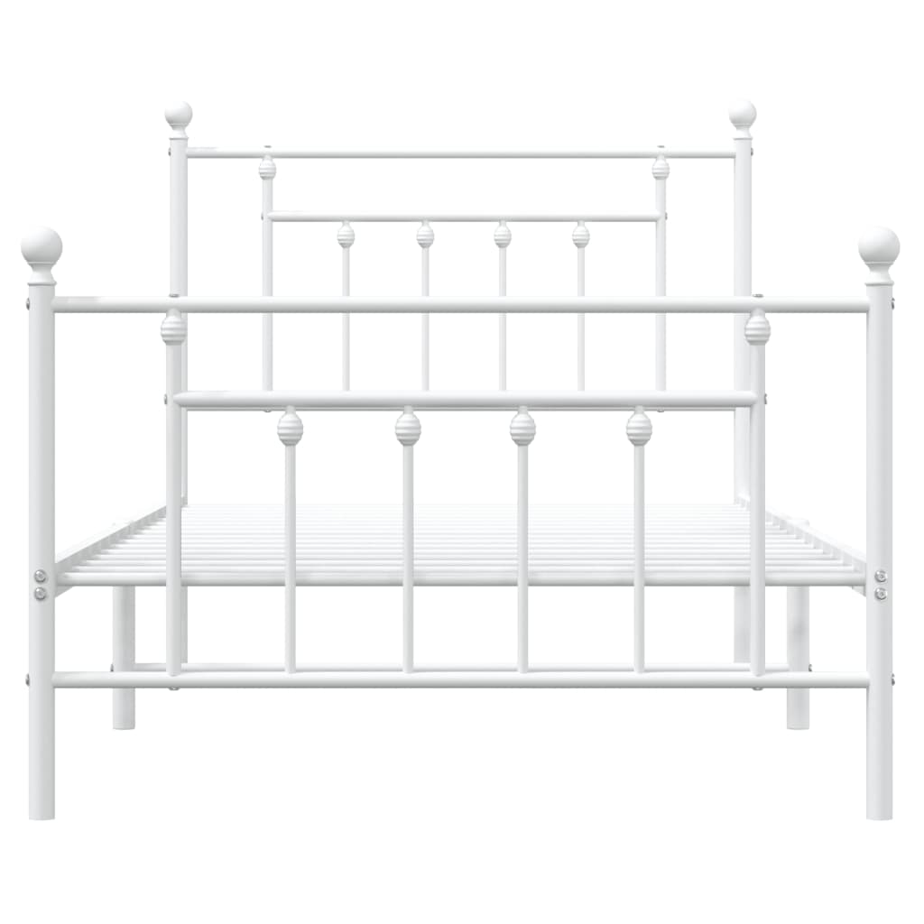 Sengeramme i metall med hode- og fotgavl hvit 100x190 cm