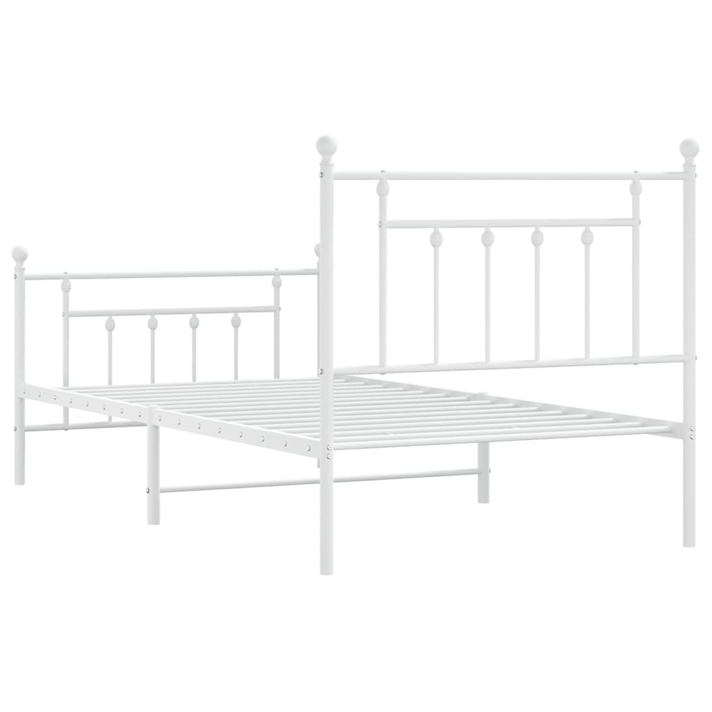 Sengeramme i metall med hode- og fotgavl hvit 100x190 cm