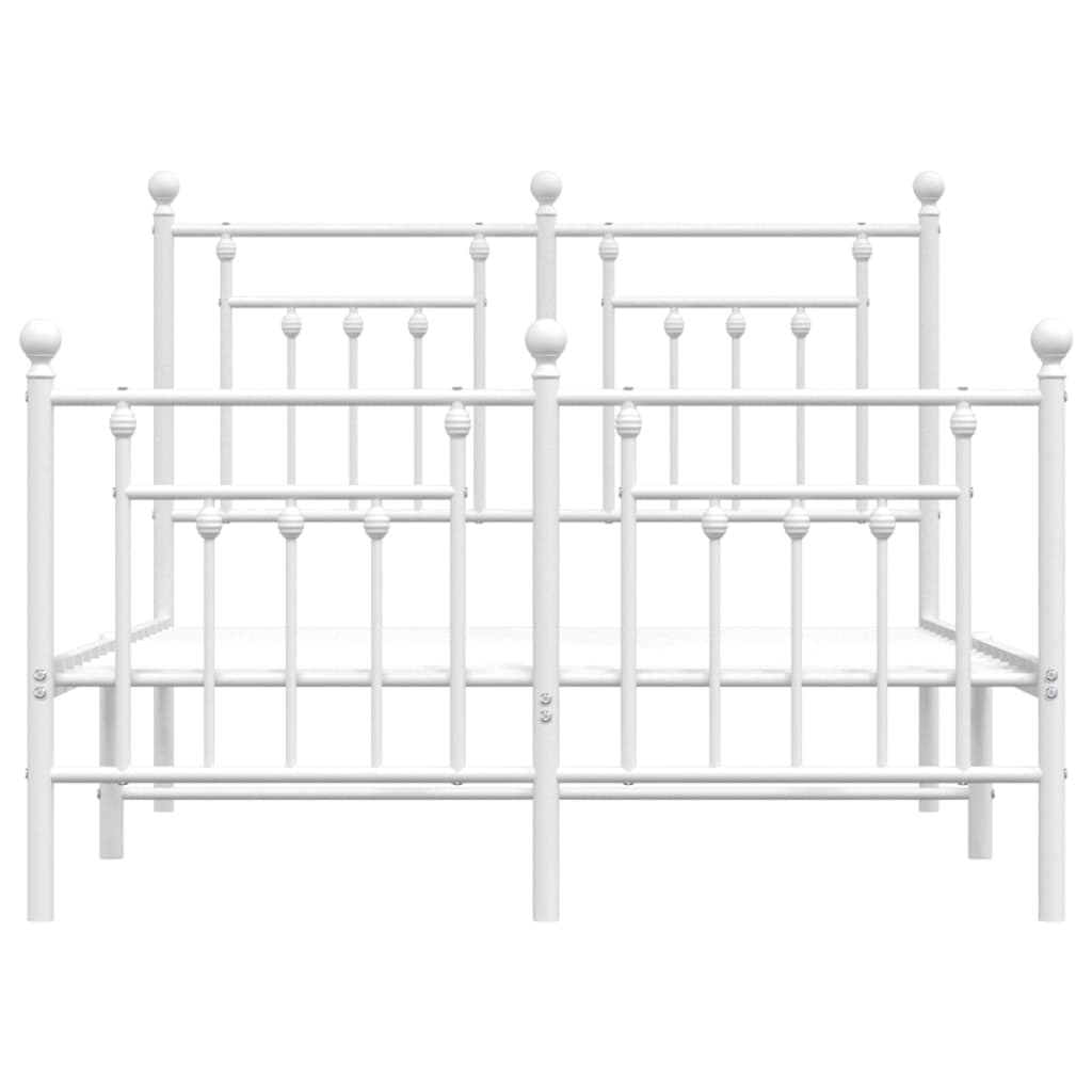 Sengeramme i metall med hode- og fotgavl hvit 120x190 cm