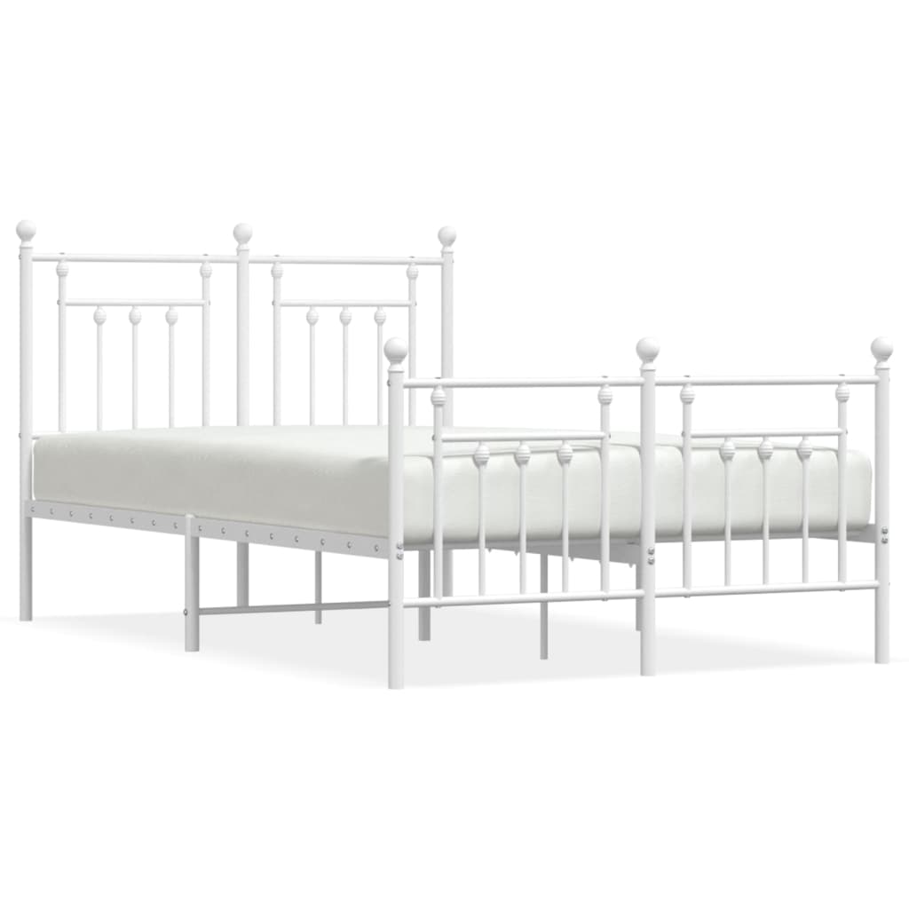 Sengeramme i metall med hode- og fotgavl hvit 135x190 cm