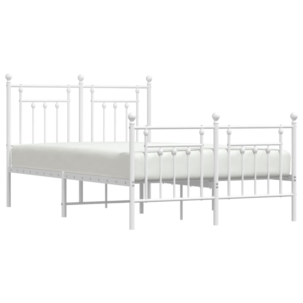 Sengeramme i metall med hode- og fotgavl hvit 135x190 cm