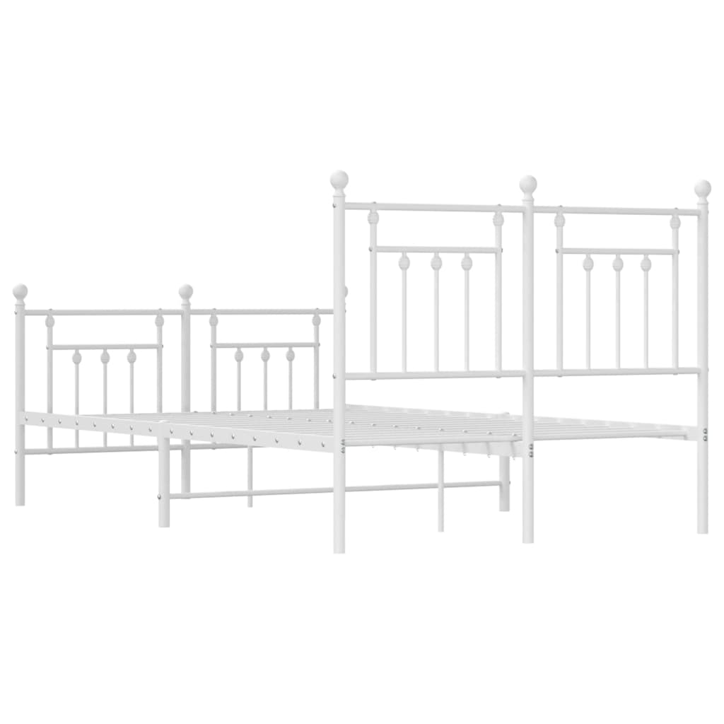 Sengeramme i metall med hode- og fotgavl hvit 135x190 cm