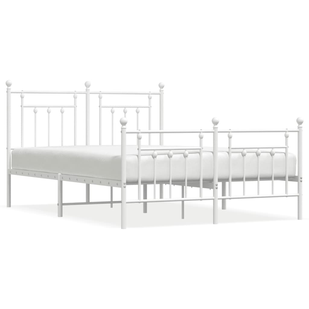 Sengeramme i metall med hode- og fotgavl hvit 140x200 cm