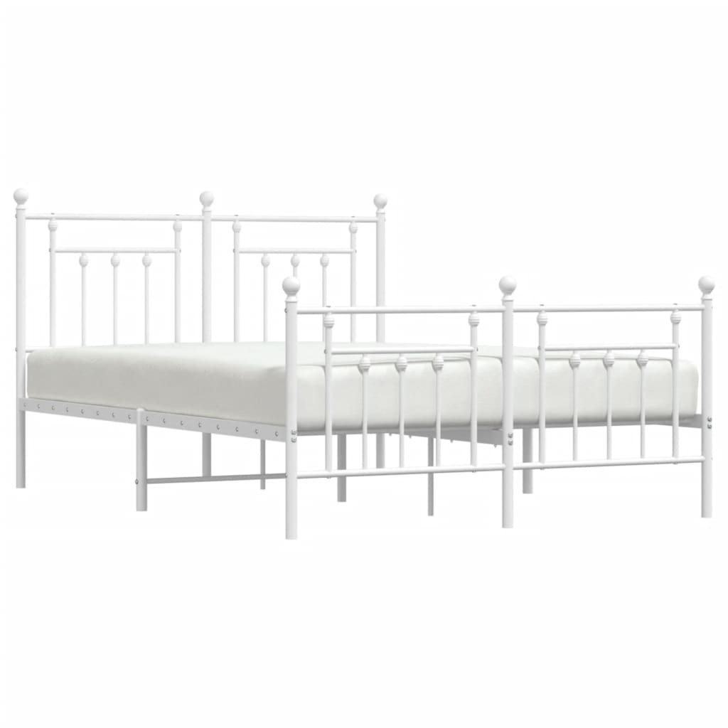 Sengeramme i metall med hode- og fotgavl hvit 140x200 cm