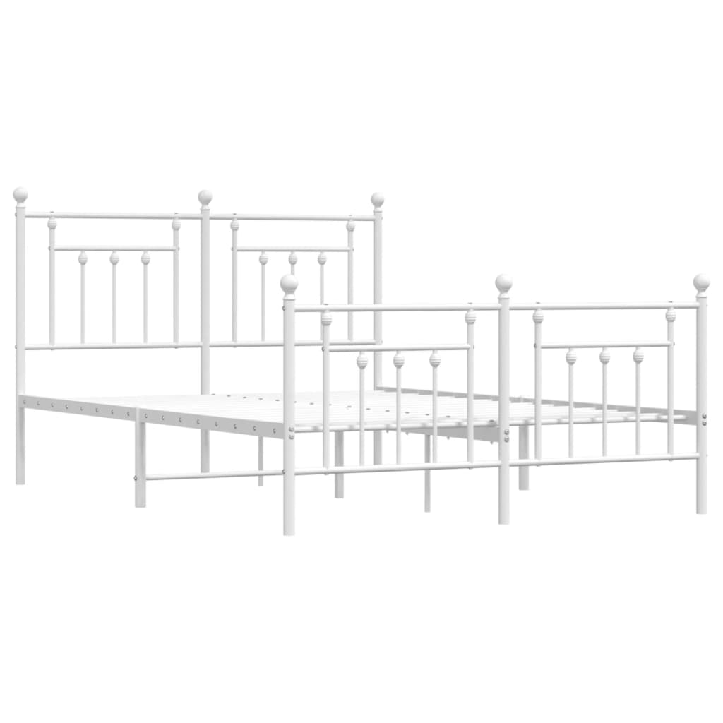 Sengeramme i metall med hode- og fotgavl hvit 140x200 cm