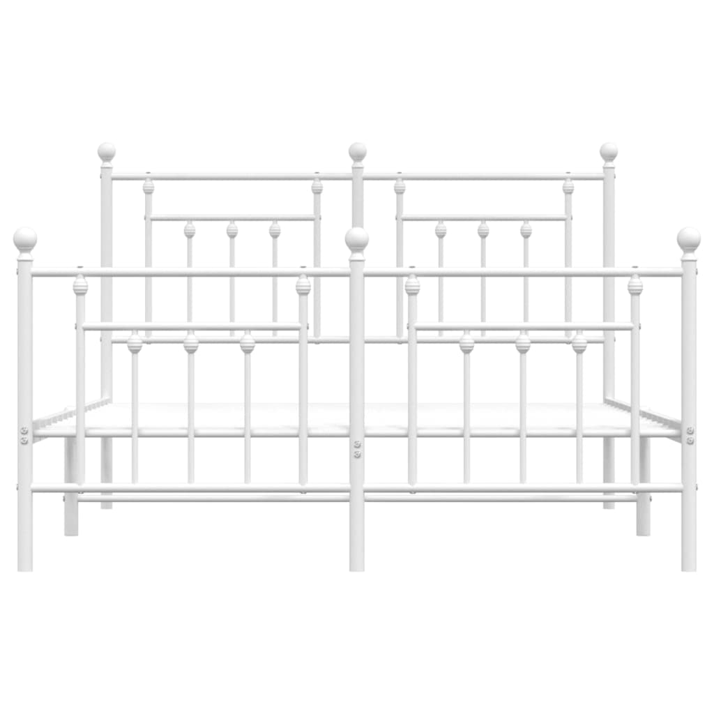 Sengeramme i metall med hode- og fotgavl hvit 140x200 cm