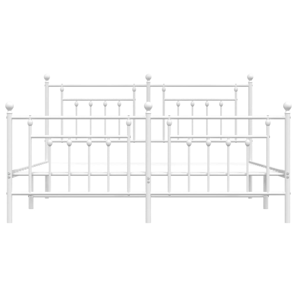 Sengeramme i metall med hode- og fotgavl hvit 180x200 cm