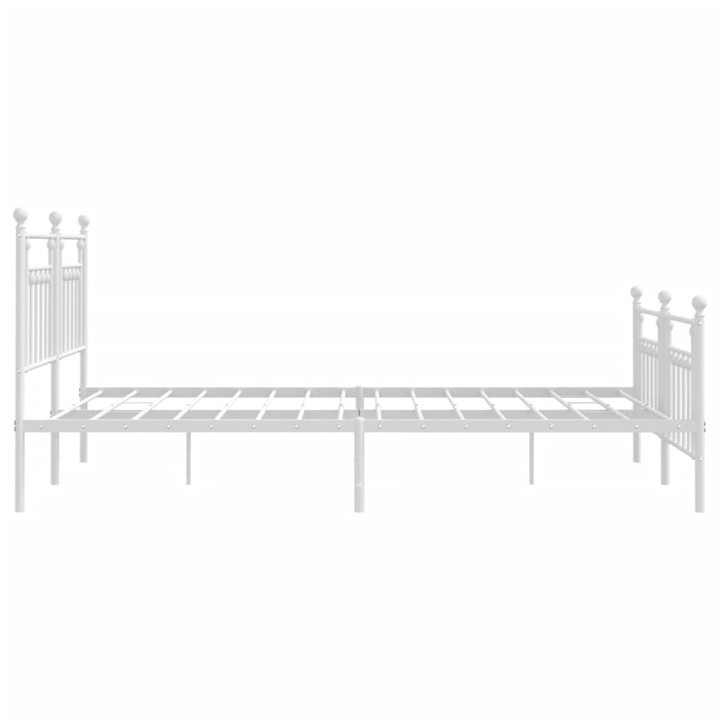 Sengeramme i metall med hode- og fotgavl hvit 180x200 cm