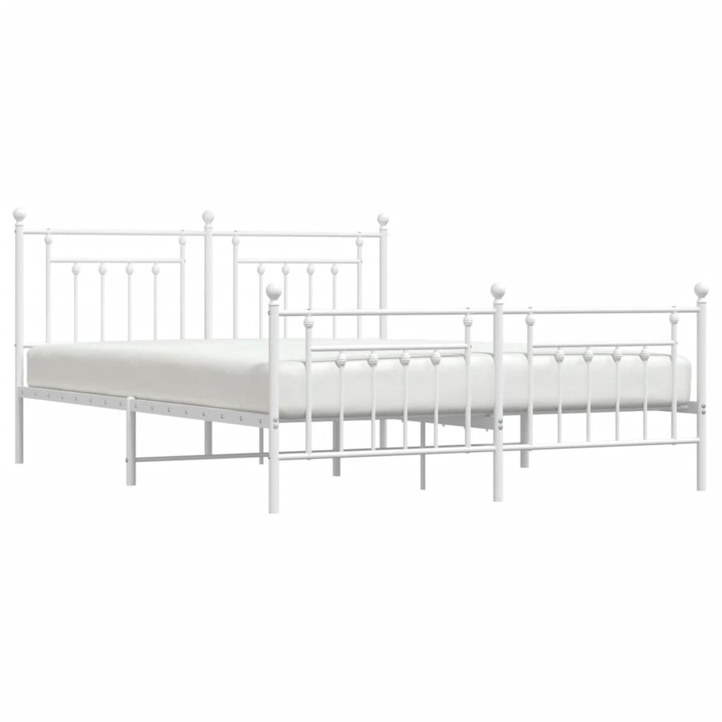 Sengeramme i metall med hode- og fotgavl hvit 183x213 cm