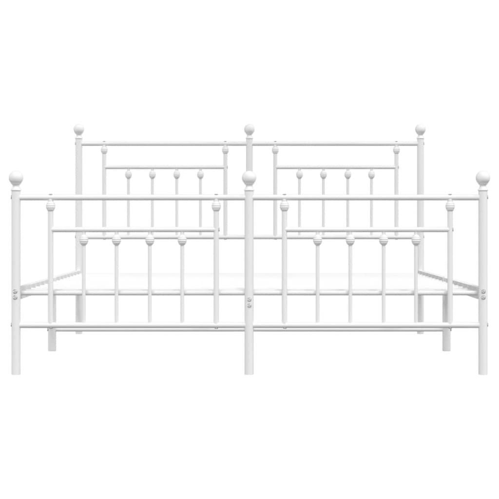 Sengeramme i metall med hode- og fotgavl hvit 183x213 cm