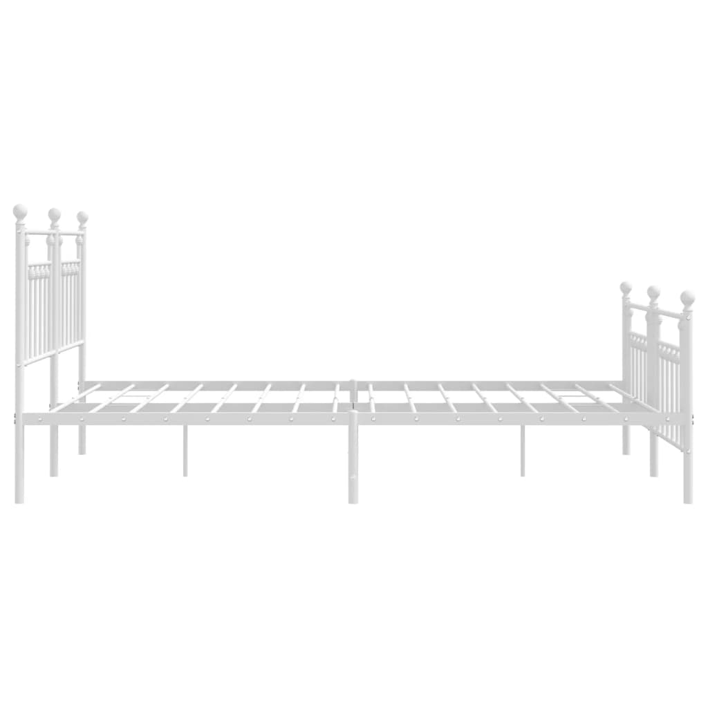 Sengeramme i metall med hode- og fotgavl hvit 183x213 cm