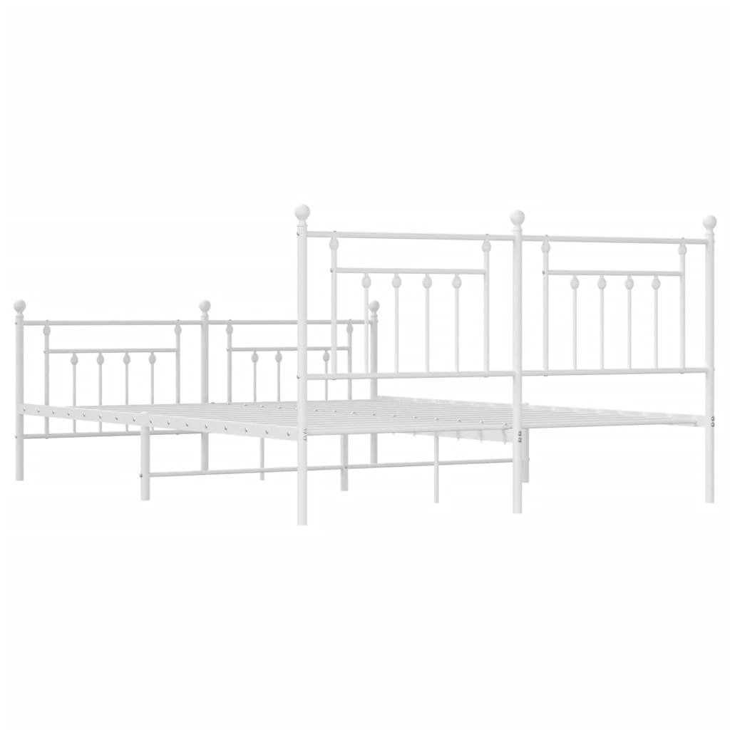 Sengeramme i metall med hode- og fotgavl hvit 183x213 cm