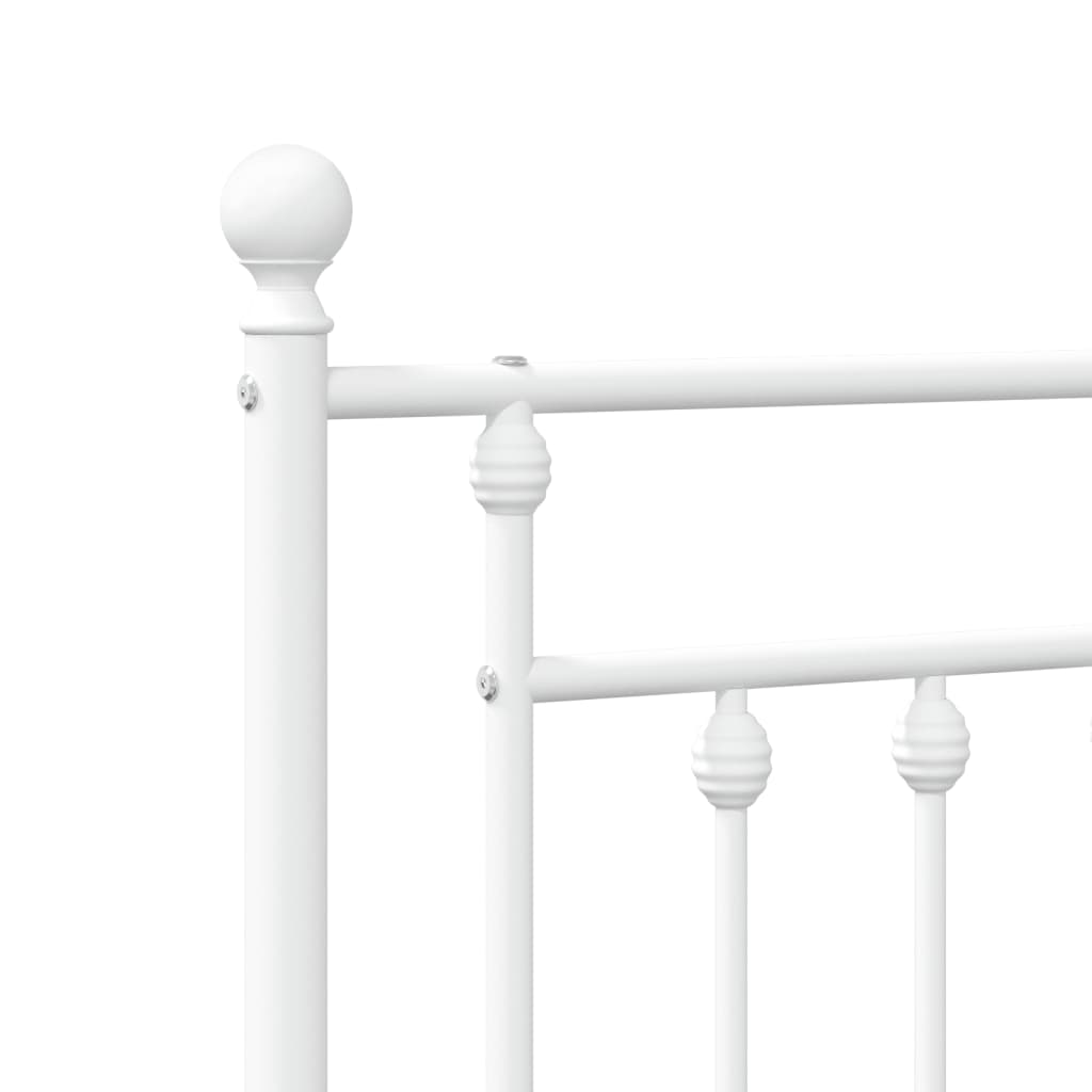 Sengeramme i metall med hode- og fotgavl hvit 183x213 cm