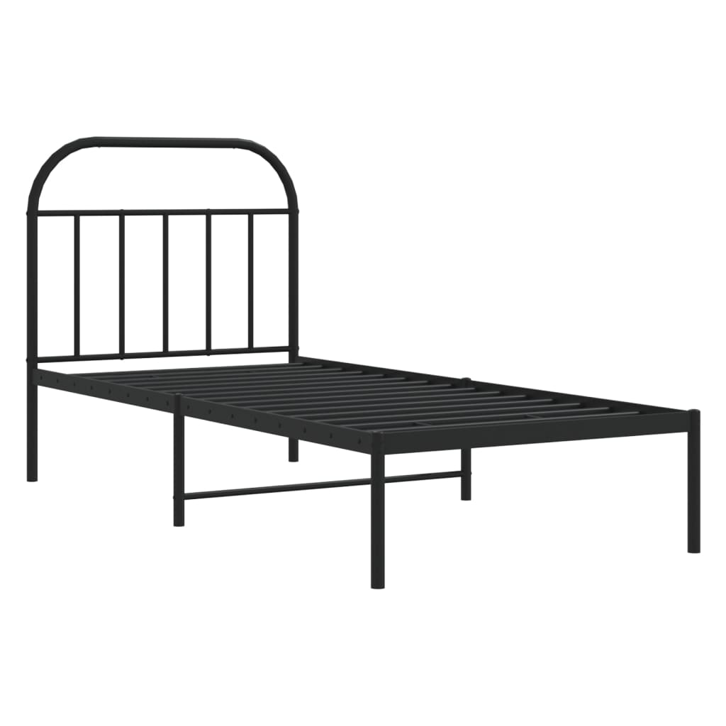 Sengeramme i metall med hodegavl svart 90x190 cm