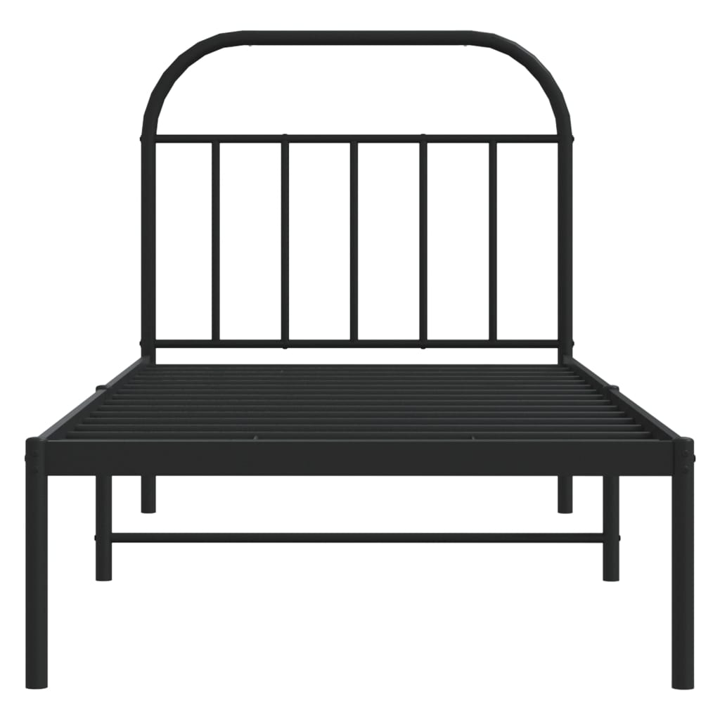 Sengeramme i metall med hodegavl svart 90x190 cm
