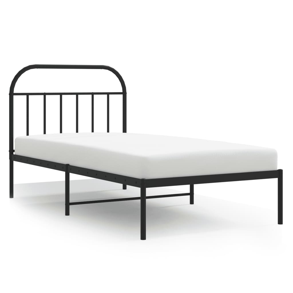 Sengeramme i metall med hodegavl svart 100x190 cm