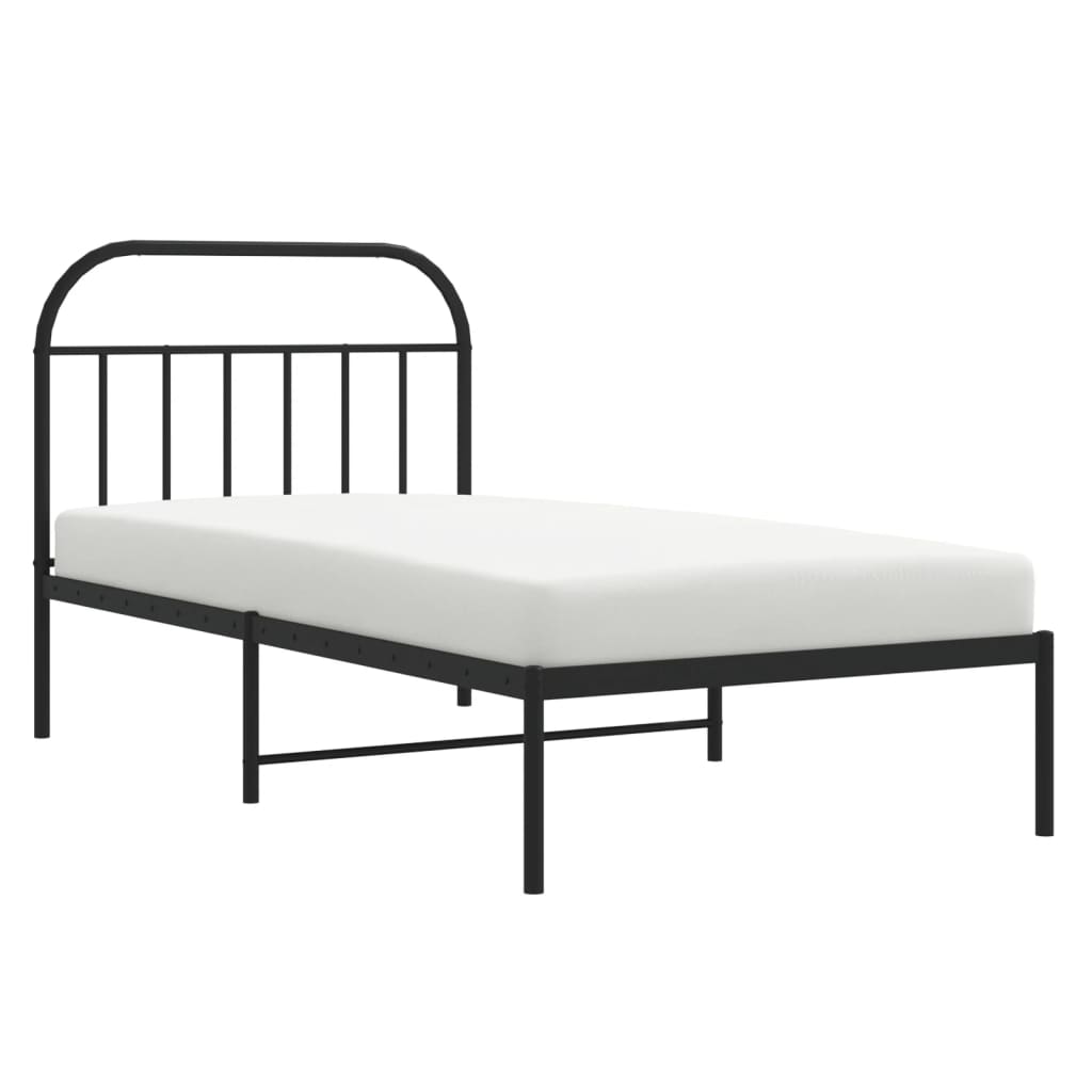 Sengeramme i metall med hodegavl svart 100x190 cm