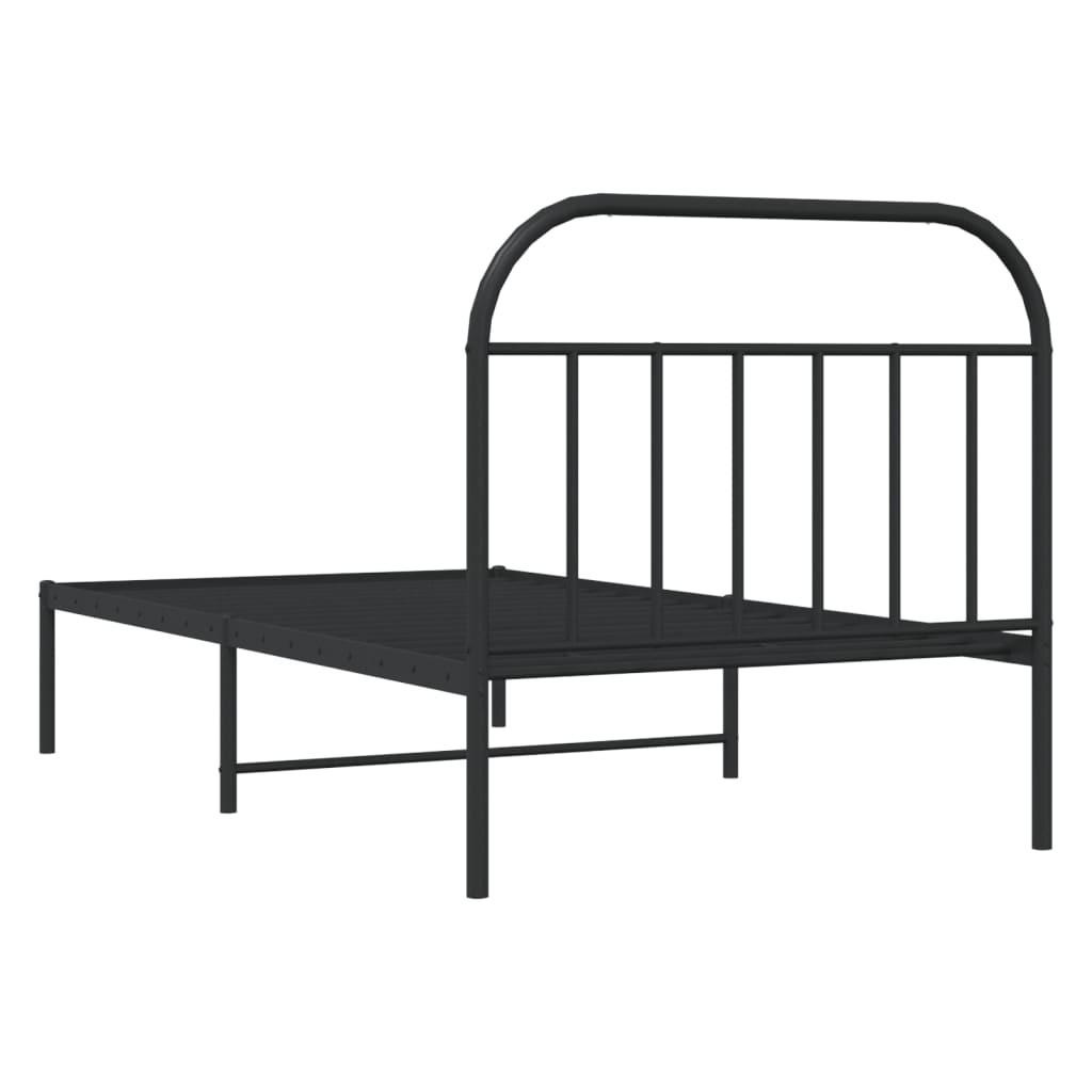 Sengeramme i metall med hodegavl svart 100x190 cm