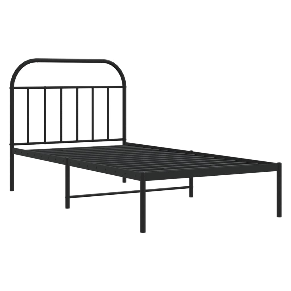Sengeramme i metall med hodegavl svart 107x203 cm