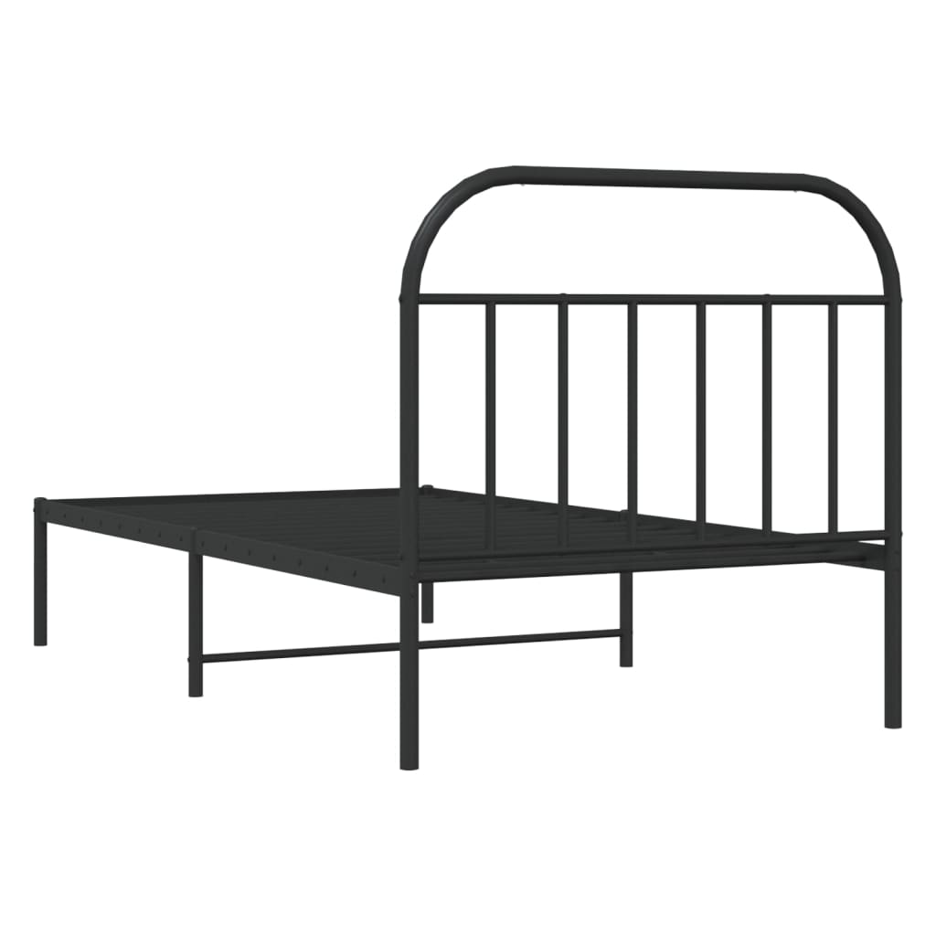 Sengeramme i metall med hodegavl svart 107x203 cm