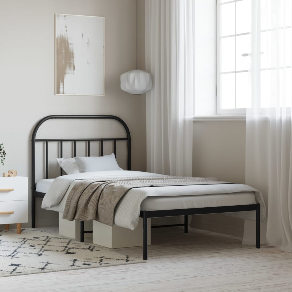 Sengeramme i metall med hodegavl svart 107x203 cm