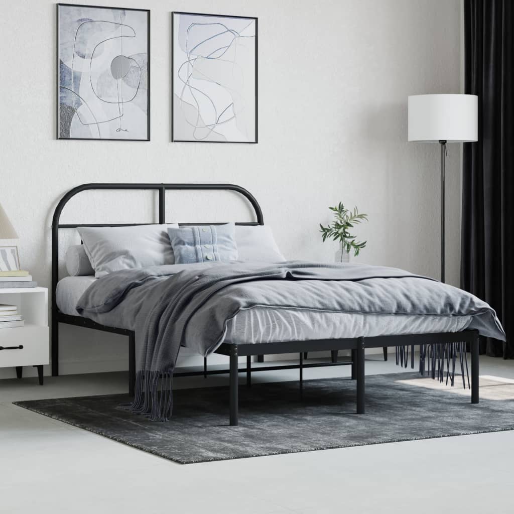 Sengeramme i metall med hodegavl svart 120x190 cm