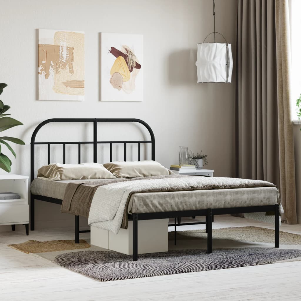 Sengeramme i metall med hodegavl svart 120x190 cm