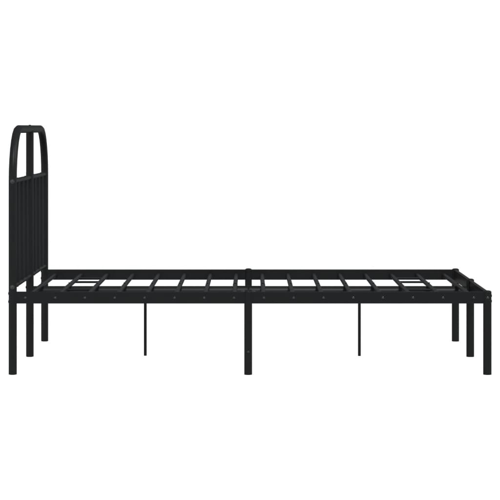 Sengeramme i metall med sengegavl svart 120x200 cm